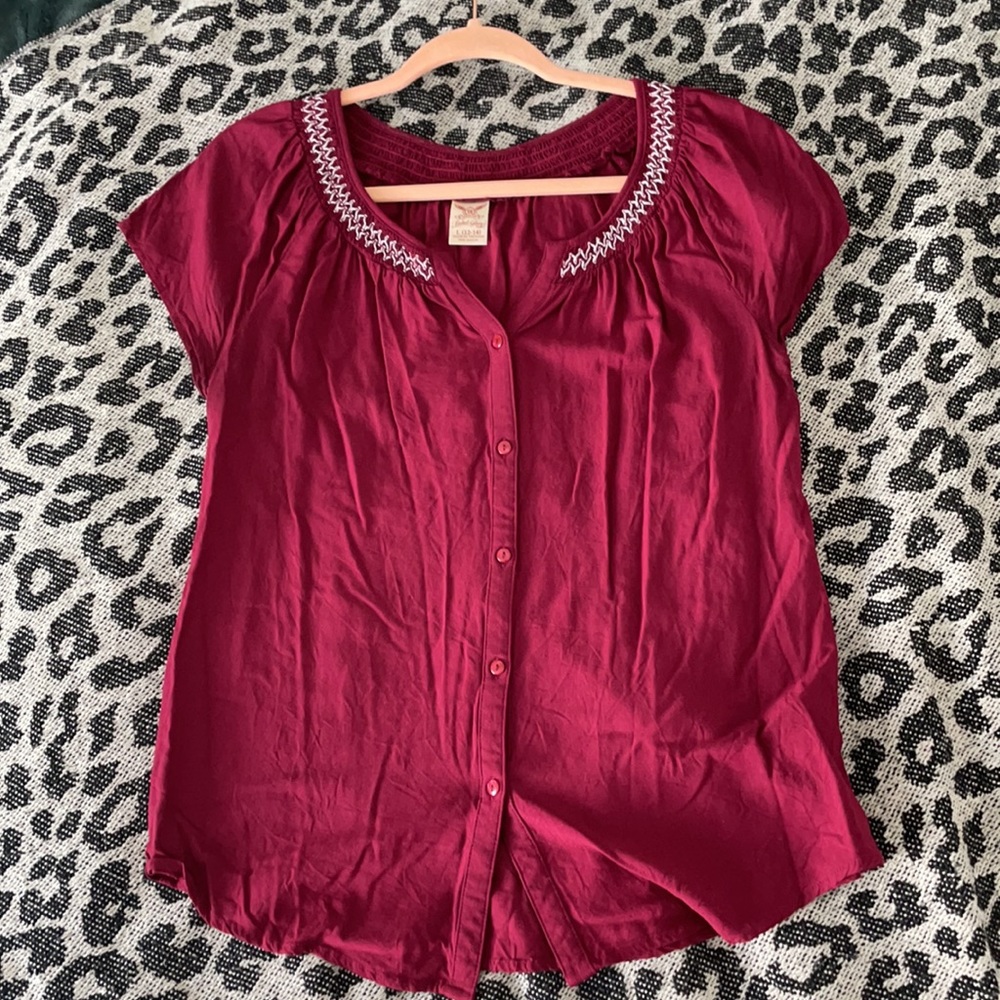 Berry Red Peasant Top